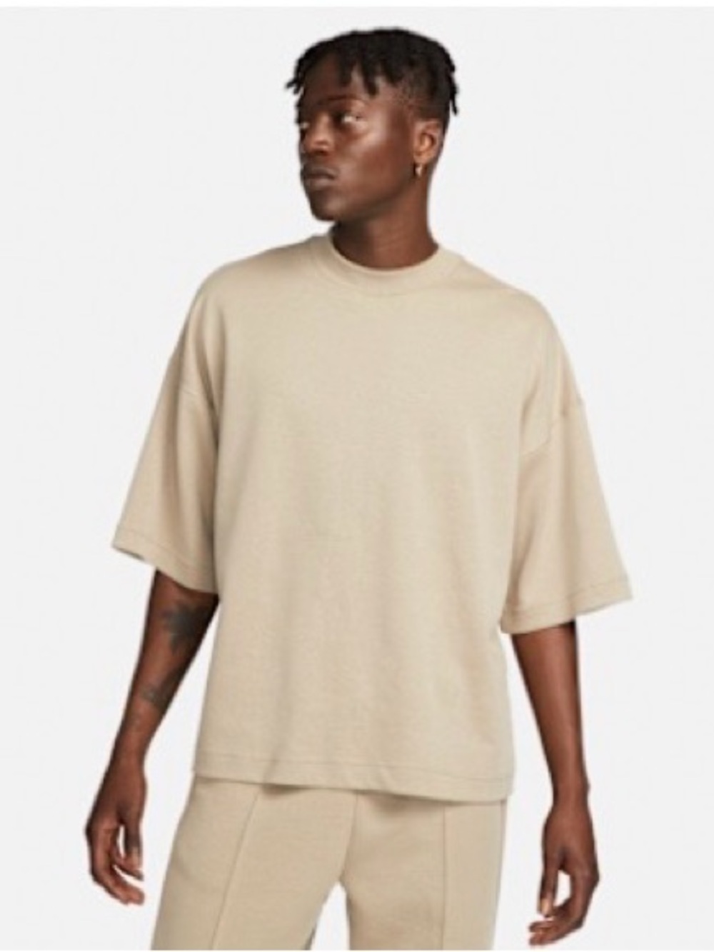 NIKE Sportswear Tech Fleece Reimagined Oversized Crewneck Tee - Beige Khaki